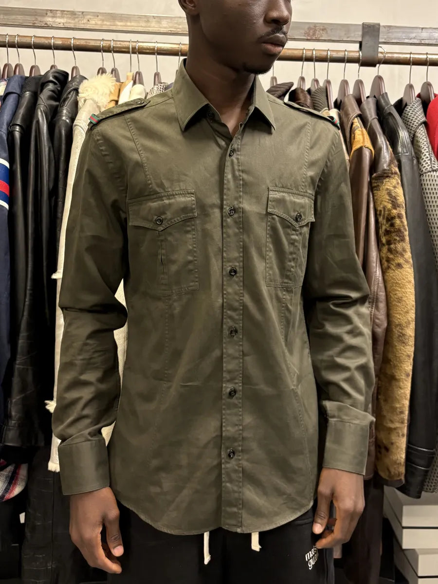 Gucci Khaki Green Military Shirt CNfLoFW 1