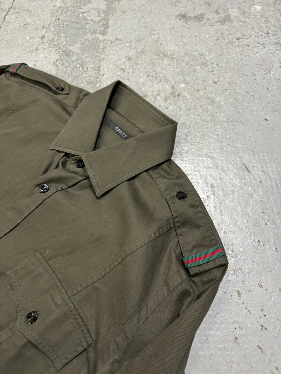 Gucci Khaki Green Military Shirt CNfLoFW 10
