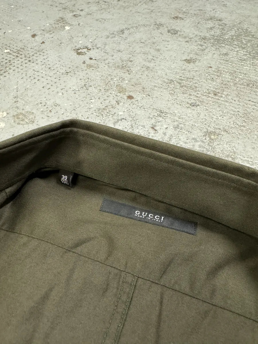 Gucci Khaki Green Military Shirt CNfLoFW 5