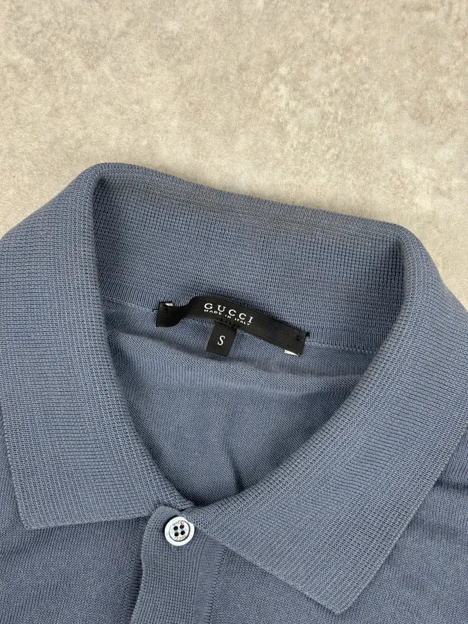 Gucci Light Blue Cotton Striped Longsleeve Polo chBbrsU 6