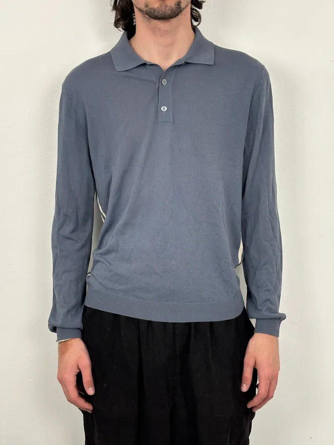 Gucci Light Blue Cotton Striped Longsleeve Polo chBbrsU 1