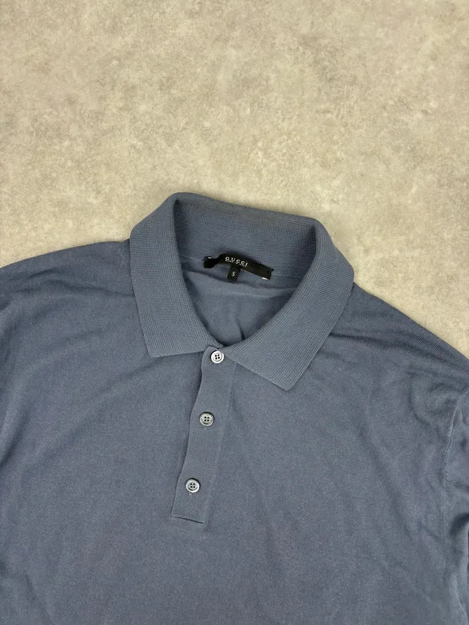 Gucci Light Blue Cotton Striped Longsleeve Polo chBbrsU 3