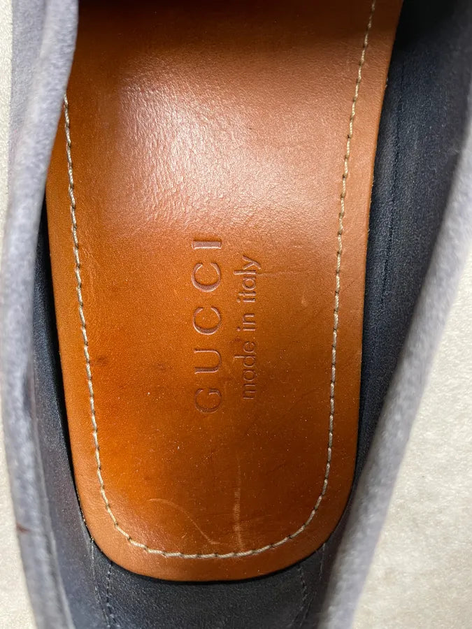 Gucci Light Blue Suede Horsebit Loafer Shoes mamjiuz 8