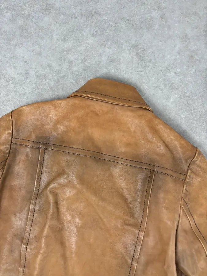 2000s Gucci Light Brown Leather Cargo Jacket igVZEIx 5