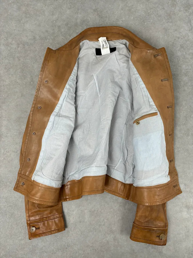 2000s Gucci Light Brown Leather Cargo Jacket igVZEIx 8