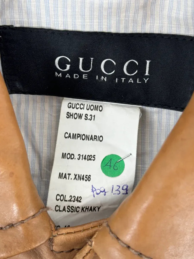 2000s Gucci Light Brown Leather Cargo Jacket igVZEIx 7