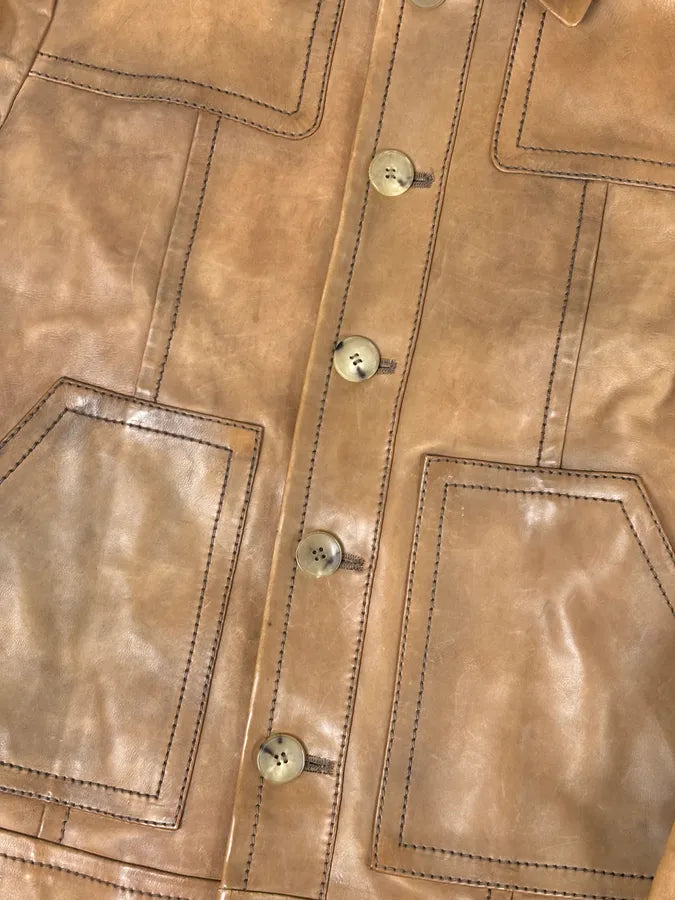 2000s Gucci Light Brown Leather Cargo Jacket igVZEIx 9