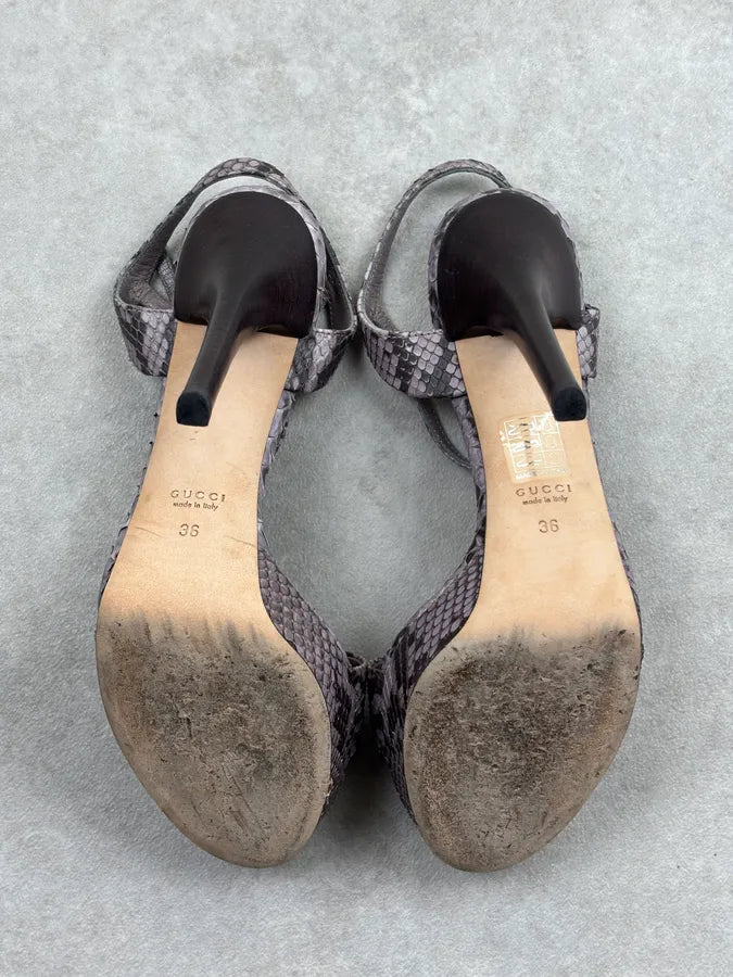 Gucci Lilac Python Bamboo Hardware Ankle Strap Heels fzCkyQc 12