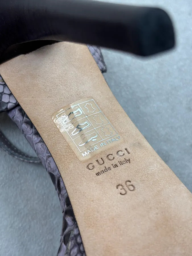 Gucci Lilac Python Bamboo Hardware Ankle Strap Heels fzCkyQc 13
