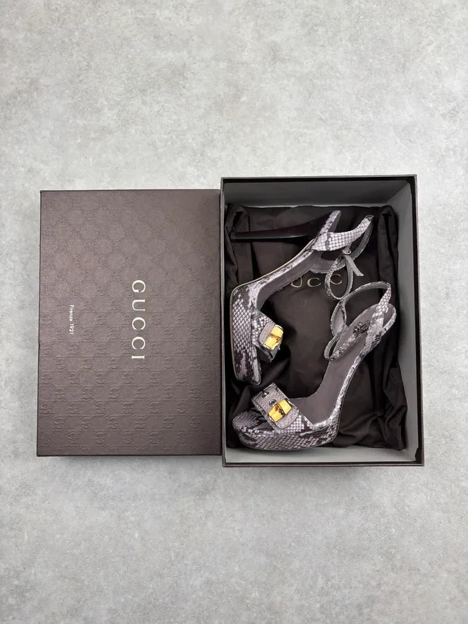 Gucci Lilac Python Bamboo Hardware Ankle Strap Heels fzCkyQc 1