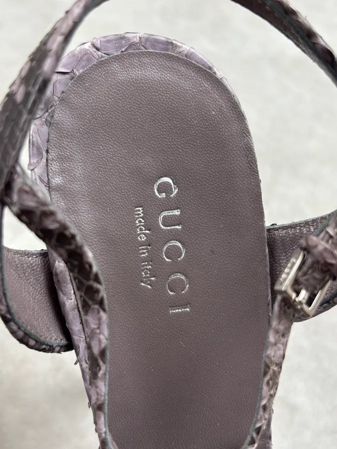 Gucci Lilac Python Bamboo Hardware Ankle Strap Heels fzCkyQc 7