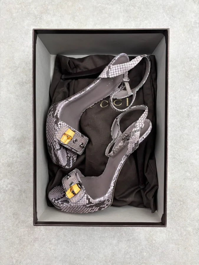 Gucci Lilac Python Bamboo Hardware Ankle Strap Heels fzCkyQc 2
