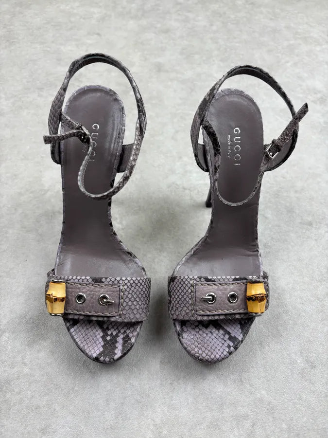 Gucci Lilac Python Bamboo Hardware Ankle Strap Heels fzCkyQc 3