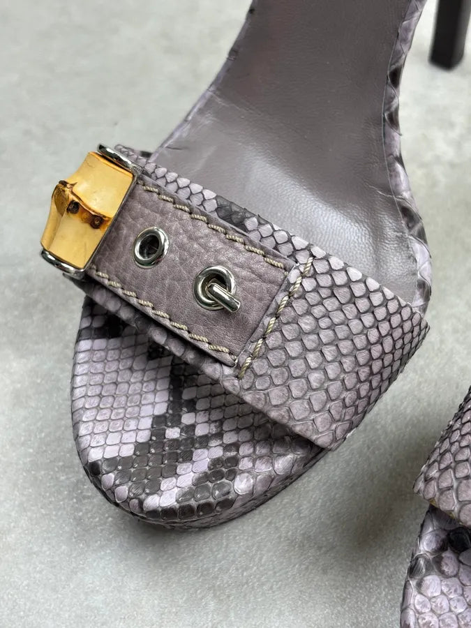 Gucci Lilac Python Bamboo Hardware Ankle Strap Heels fzCkyQc 5
