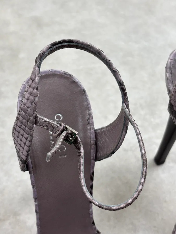 Gucci Lilac Python Bamboo Hardware Ankle Strap Heels fzCkyQc 6
