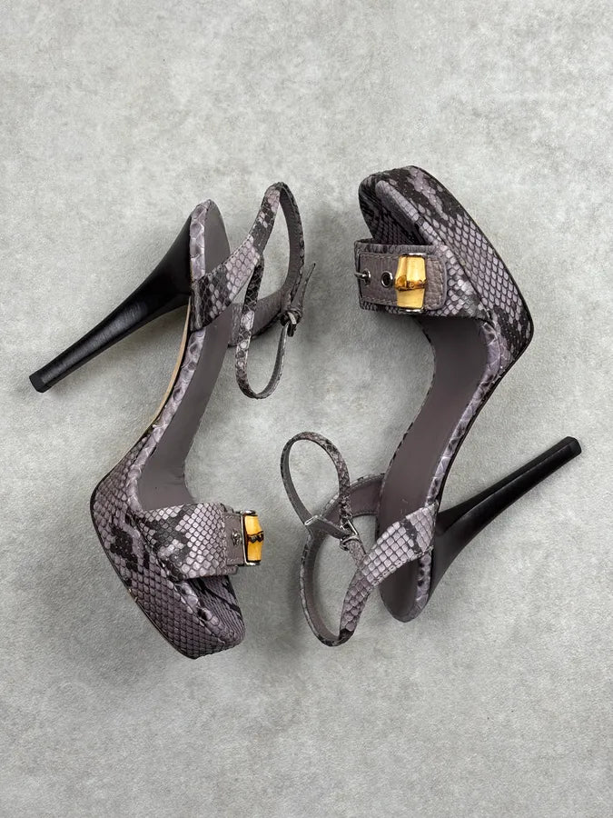 Gucci Lilac Python Bamboo Hardware Ankle Strap Heels fzCkyQc 10
