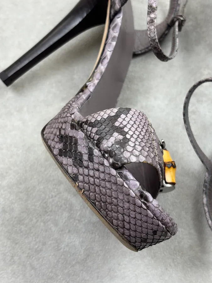 Gucci Lilac Python Bamboo Hardware Ankle Strap Heels fzCkyQc 11