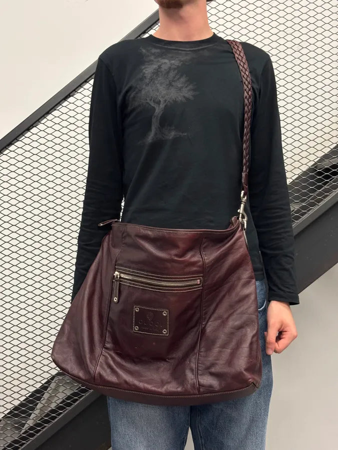 2000s Gucci Rouge Bordeaux Leather Braided Shoulder Bag by Frida Giannini erTiVkg 1