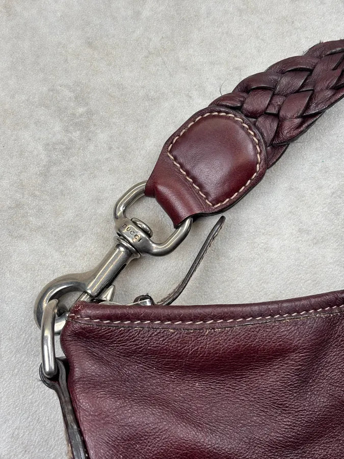 2000s Gucci Rouge Bordeaux Leather Braided Shoulder Bag by Frida Giannini erTiVkg 7