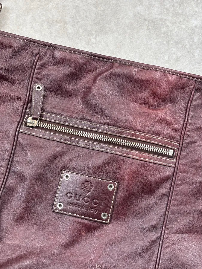2000s Gucci Rouge Bordeaux Leather Braided Shoulder Bag by Frida Giannini erTiVkg 6