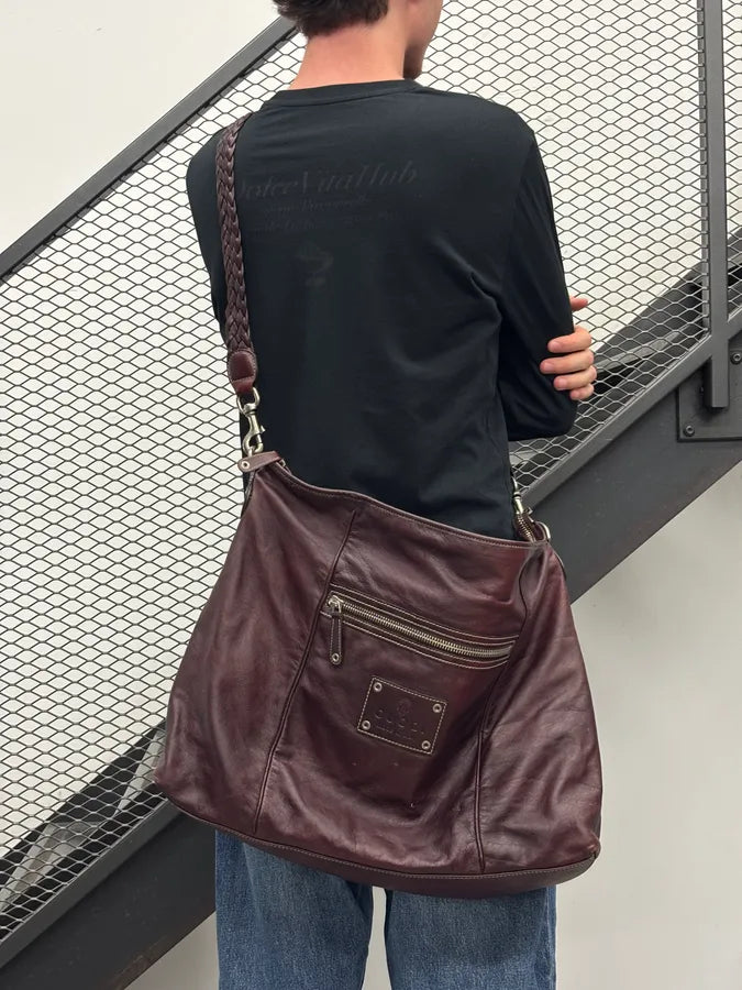 2000s Gucci Rouge Bordeaux Leather Braided Shoulder Bag by Frida Giannini erTiVkg 2