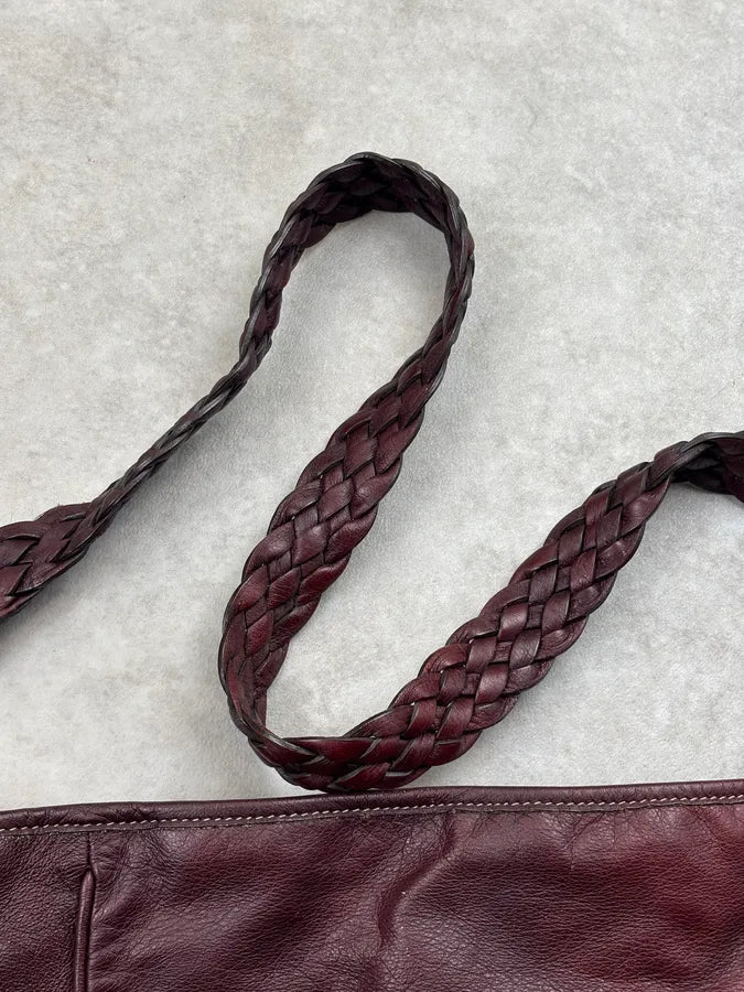 2000s Gucci Rouge Bordeaux Leather Braided Shoulder Bag by Frida Giannini erTiVkg 8