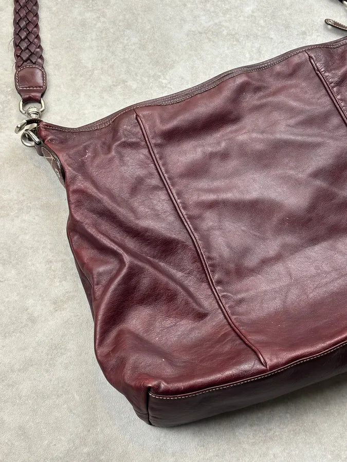 2000s Gucci Rouge Bordeaux Leather Braided Shoulder Bag by Frida Giannini erTiVkg 11