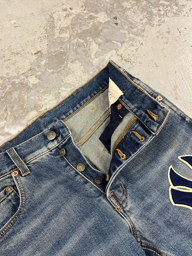 Gucci MBL Yankees Blue Slim Denim Jeans IOpFwtp 7