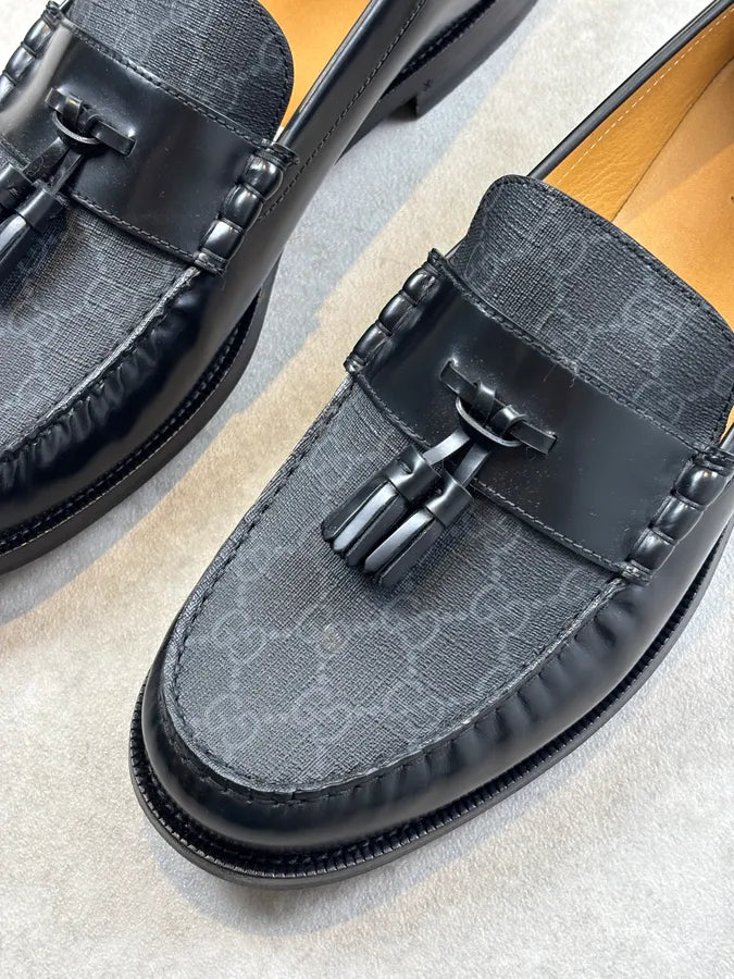 Gucci Millennial Ribot GG Supreme Tassel Loafers Black llVLfRI 5