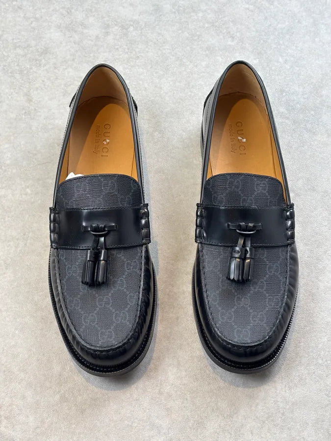 Gucci Millennial Ribot GG Supreme Tassel Loafers Black llVLfRI 3