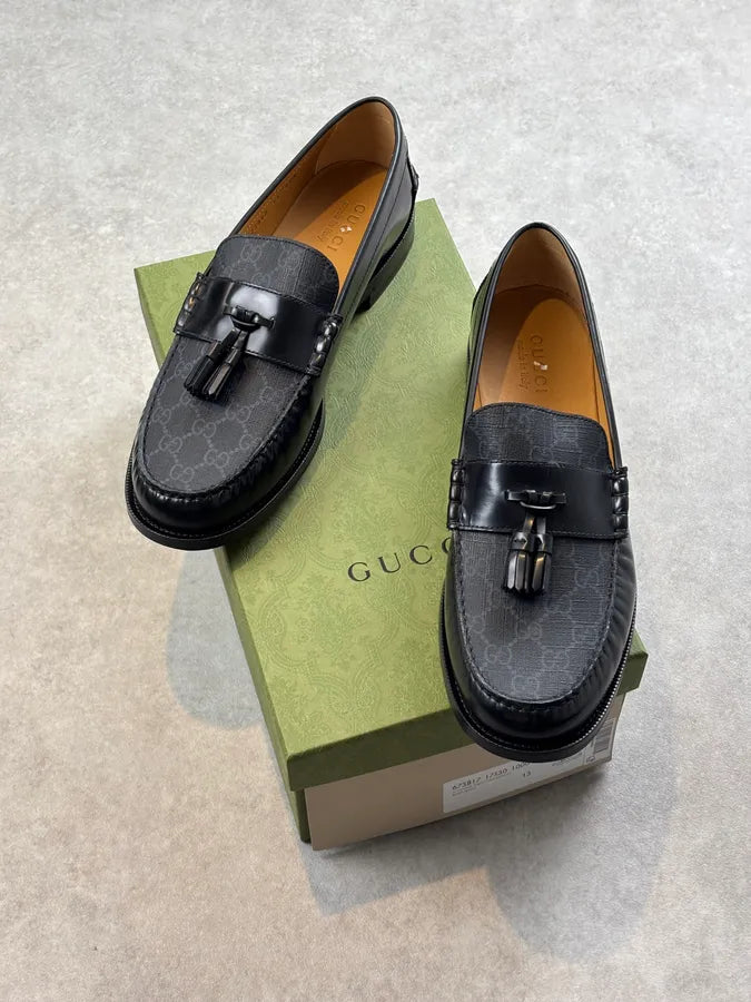 Gucci Millennial Ribot GG Supreme Tassel Loafers Black llVLfRI 0