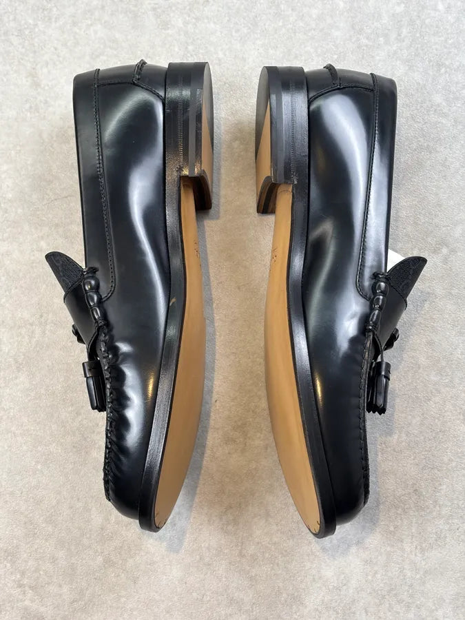 Gucci Millennial Ribot GG Supreme Tassel Loafers Black llVLfRI 6