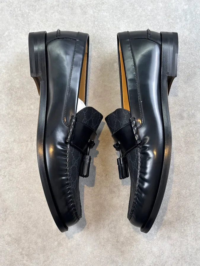 Gucci Millennial Ribot GG Supreme Tassel Loafers Black llVLfRI 7