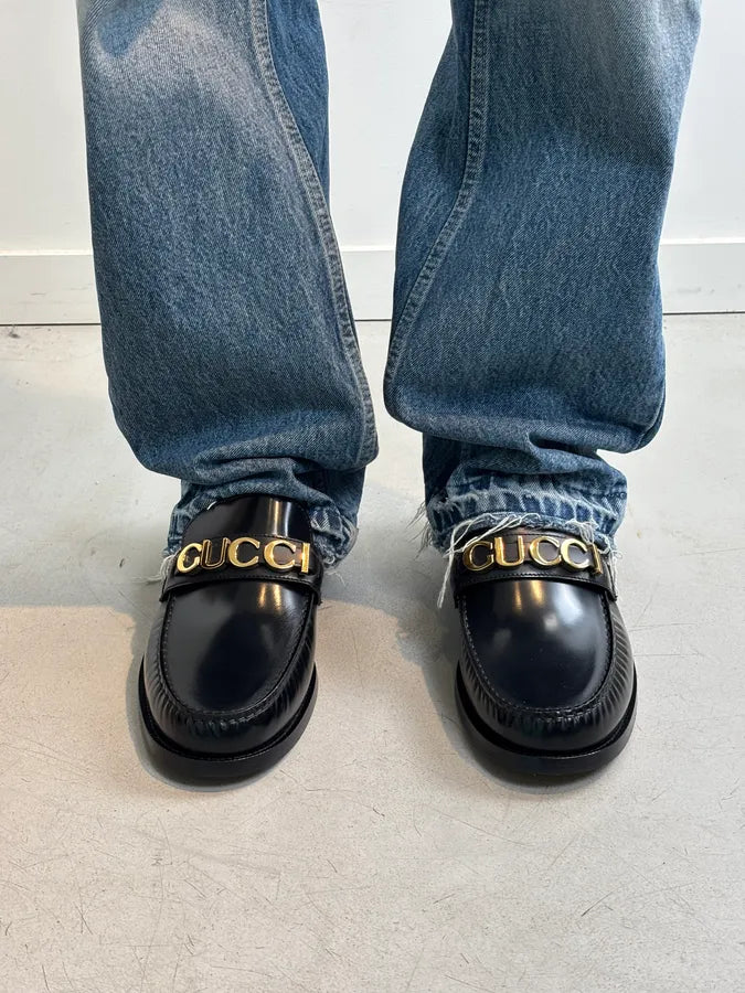 Gucci Millennial Ribot Logo Leather Loafers Black ZjxdCat 1