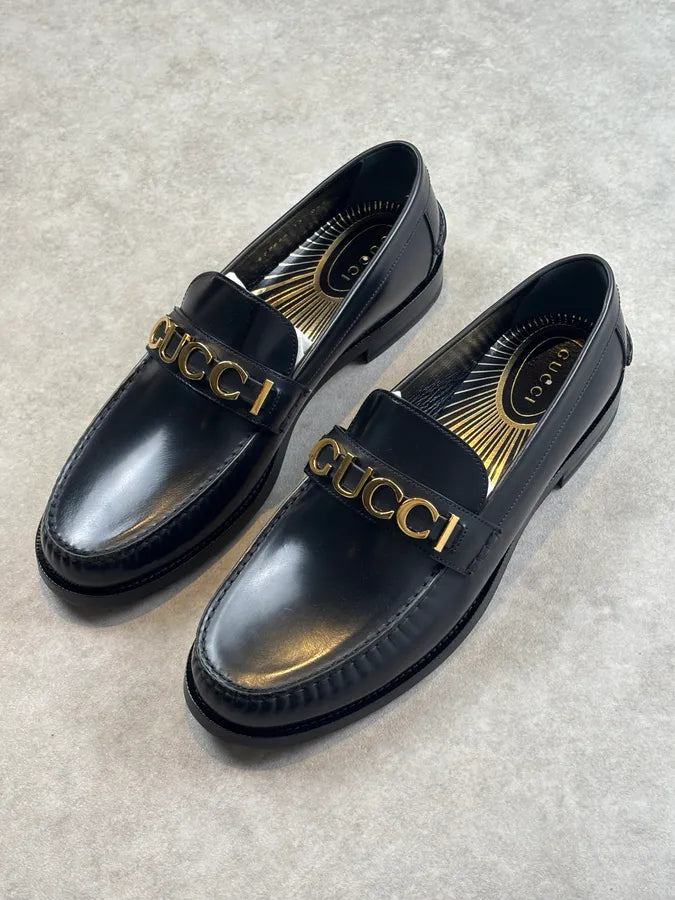 Gucci Millennial Ribot Logo Leather Loafers Black ZjxdCat 4