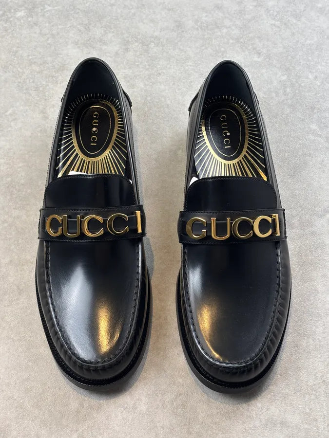Gucci Millennial Ribot Logo Leather Loafers Black ZjxdCat 3
