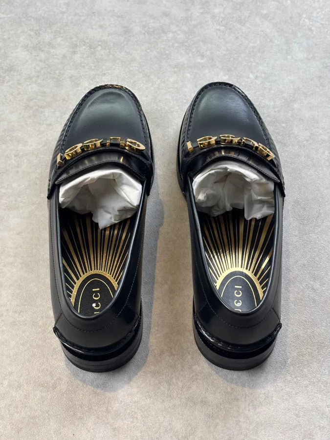 Gucci Millennial Ribot Logo Leather Loafers Black ZjxdCat 8