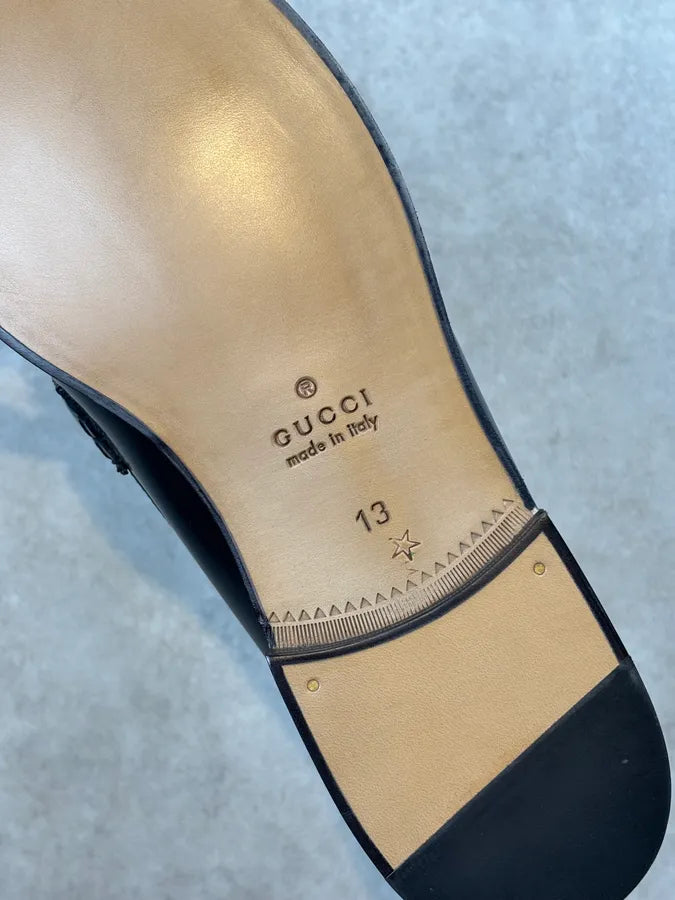 Gucci Millennial Ribot Logo Leather Loafers Black ZjxdCat 11