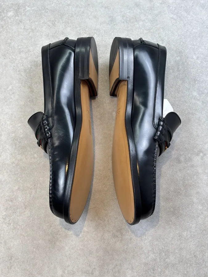 Gucci Millennial Ribot Web GG Black Leather Loafers RETUurL 7