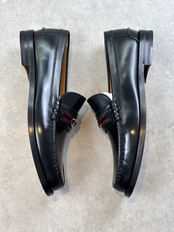 Gucci Millennial Ribot Web GG Black Leather Loafers RETUurL 6
