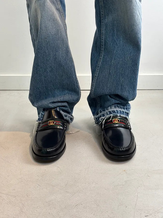 Gucci Millennial Ribot Web GG Black Leather Loafers RETUurL 2