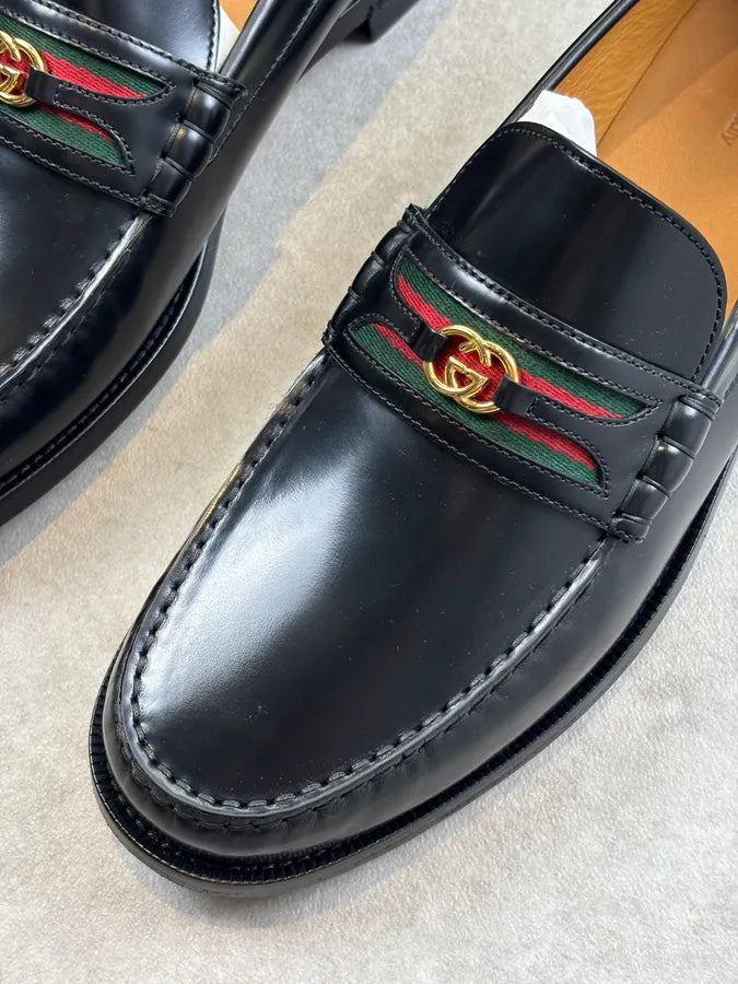 Gucci Millennial Ribot Web GG Black Leather Loafers RETUurL 5