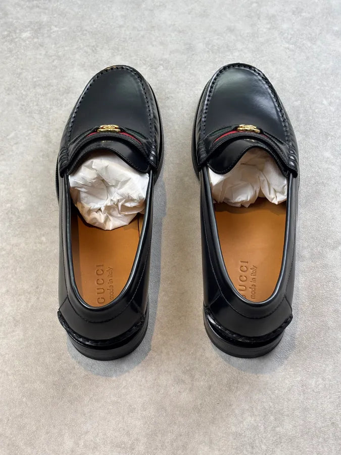 Gucci Millennial Ribot Web GG Black Leather Loafers RETUurL 8