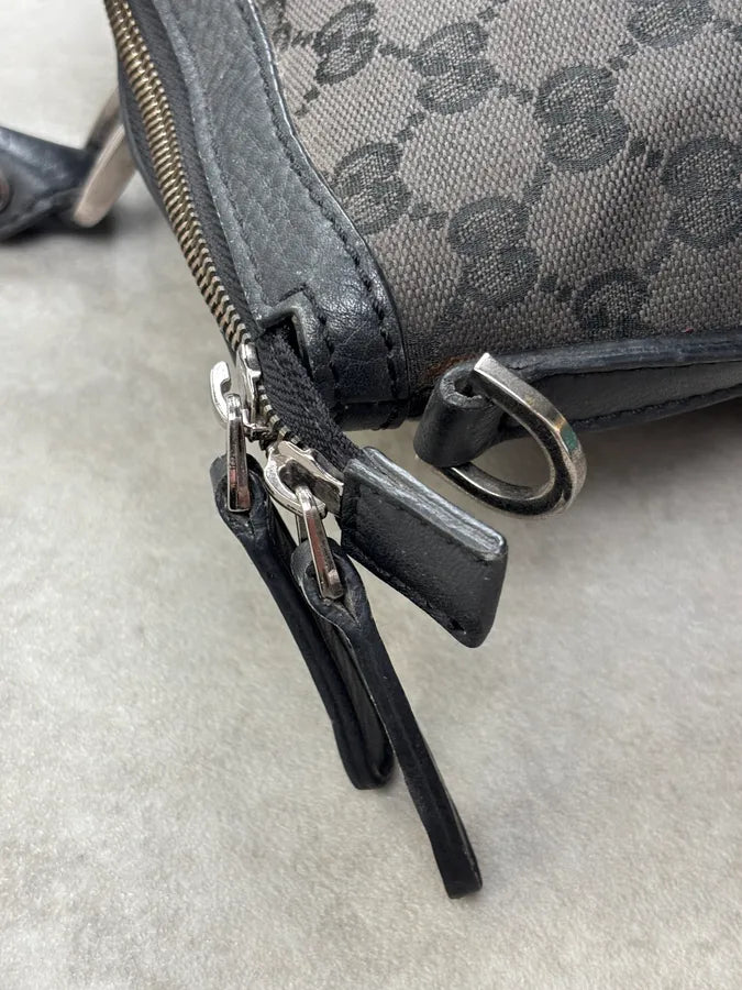 2000s Gucci Monogram Black Leather Handle Bag LQzxfta 9