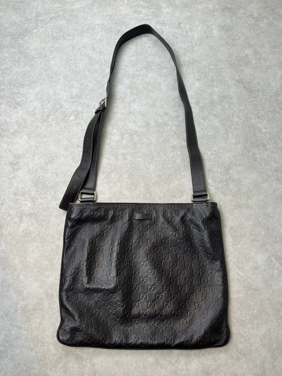 Gucci Monogram Black Leather Shoulder Bag yQfDtuF 0