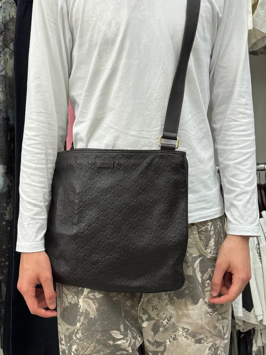 Gucci Monogram Black Leather Shoulder Bag yQfDtuF 1