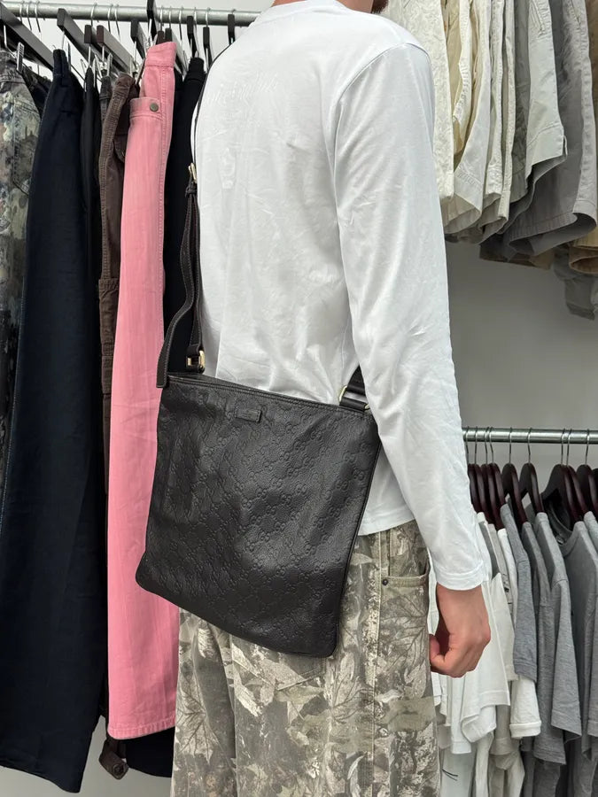 Gucci Monogram Black Leather Shoulder Bag yQfDtuF 2