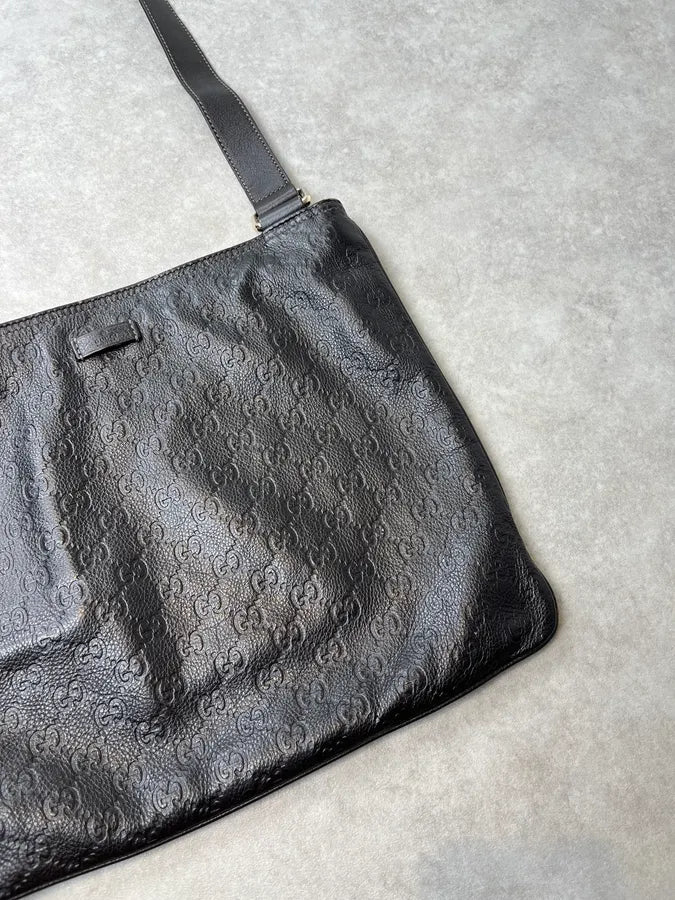 Gucci Monogram Black Leather Shoulder Bag yQfDtuF 3
