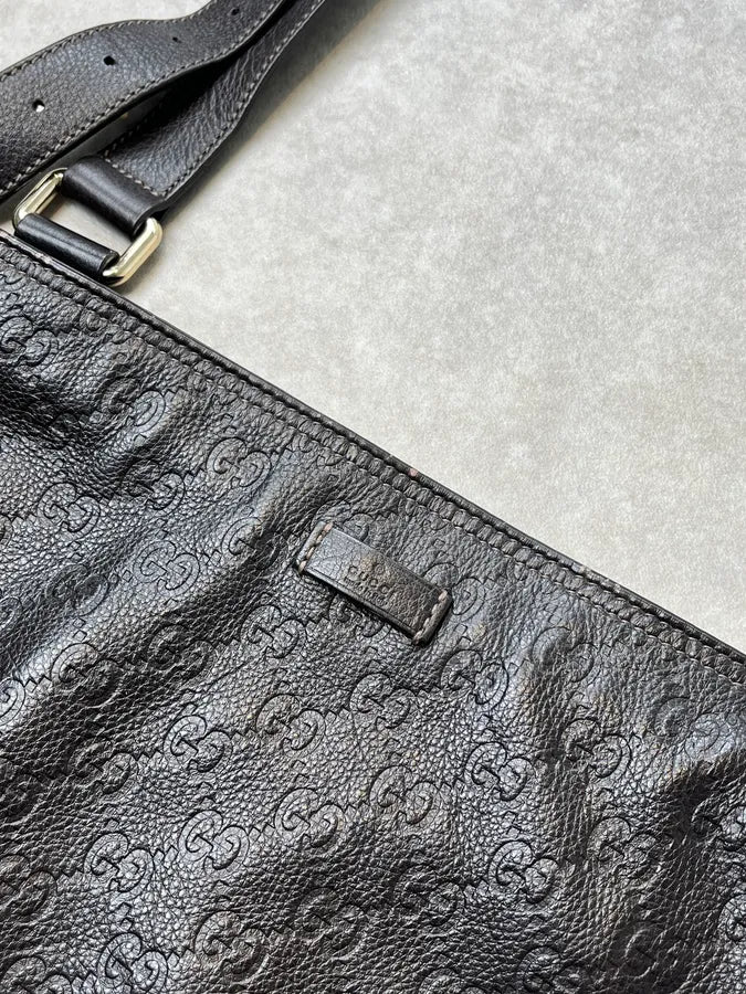 Gucci Monogram Black Leather Shoulder Bag yQfDtuF 4