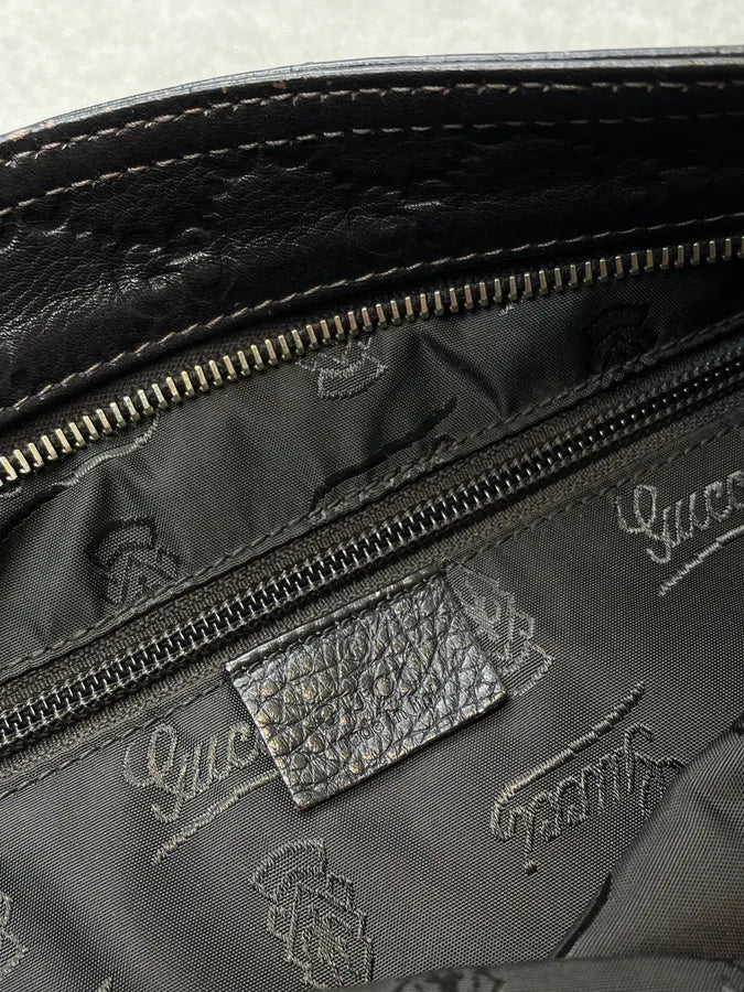 Gucci Monogram Black Leather Shoulder Bag yQfDtuF 8